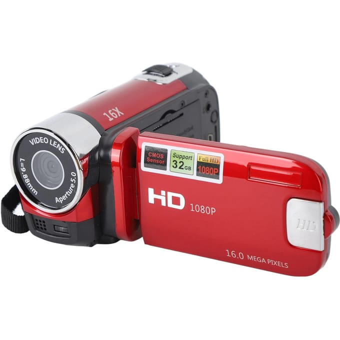 4K 48MP DV-camera, 2,7 inch TFT draaibaar scherm, 16x digitale zoom, videocamera met USB-kabel rood