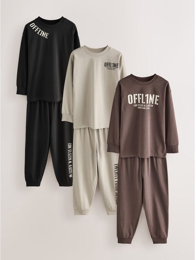 Next - Jongens - Set van 3 pyjama's met korte pijpen (3-16 jaar) - Zwart