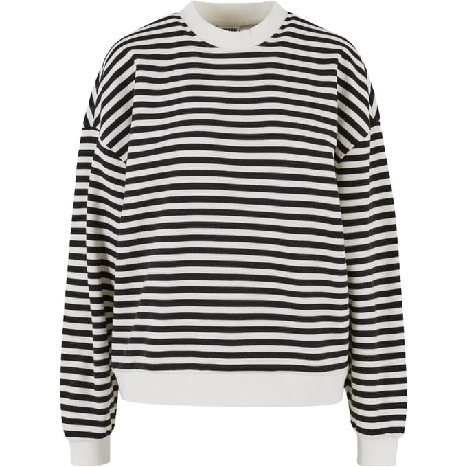 Urban Classics - Oversized Striped Crewneck sweater/trui - 5XL - Zwart/Beige