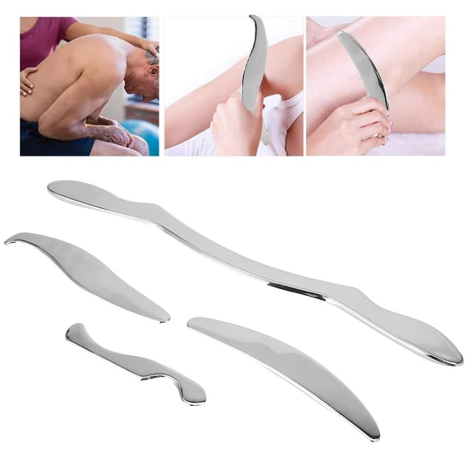4pcs  set Professional Stainless Steel Gua Sha Scraping Massage Health Care Tools Kit with gray