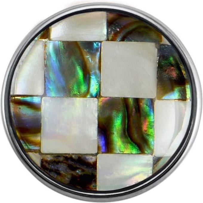 Quiges - Drukknoop Mini 12mm Parelmoer Schelp Blokjes - EBCMK134