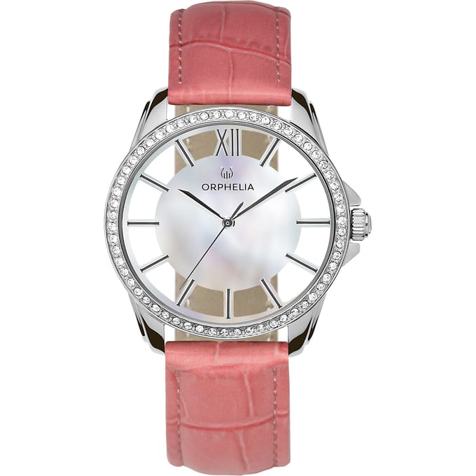 Orphelia Epoch OR11806 Horloge - Leer - Roze - Ø 36 mm