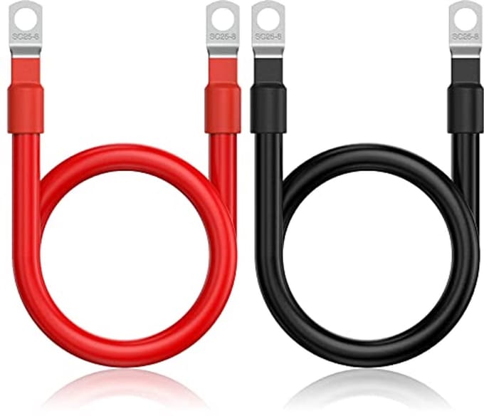 Auto batterij kabel 12V - 2 stuks - 50cm 4AWG koperen kabel