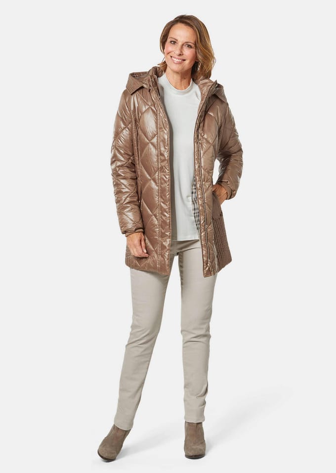 Lang gewatteerd jack met mooie voering - camel - Gr. 42 van Goldner Fashion