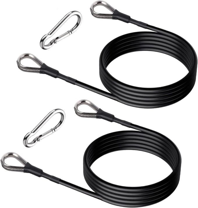 Fitness Verlengingskoord - Kabel Accessoire - Krachttraining Thuis - Slijtvaste Constructie - 2 Stuks - Zwart