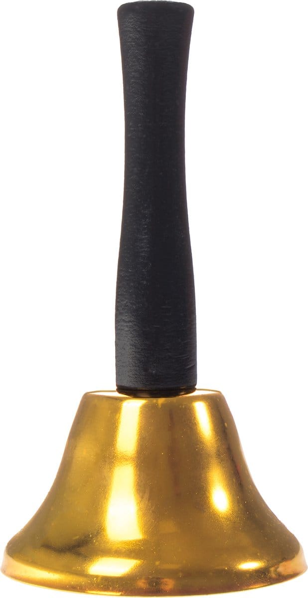 Springos Kerstbel | Kerstman Bel | Kerstman Accessoires | 12 cm | Zwart/Goud