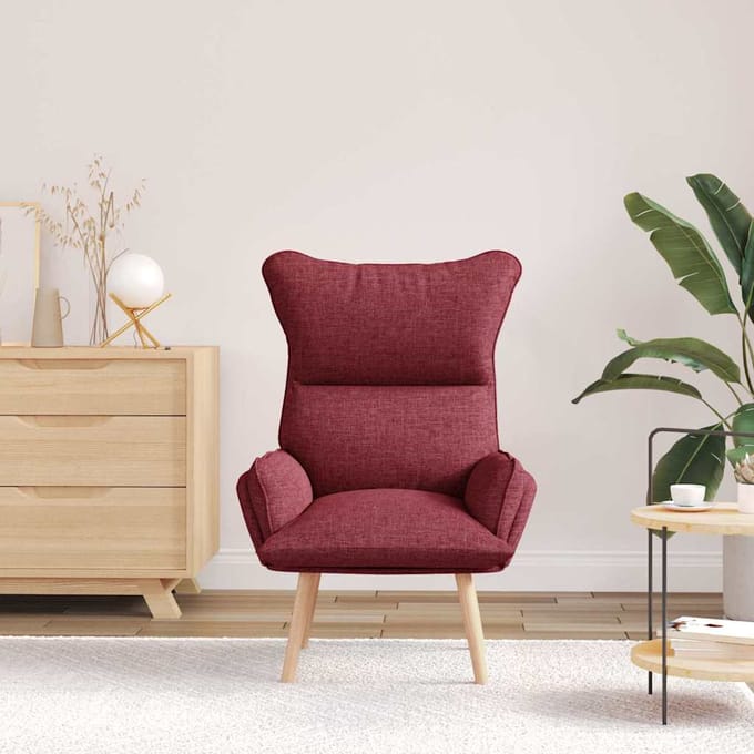 vidaXL - Fauteuil - Wijnrood - 69 - x - 74 - x - 93 - cm - Stof - en - multiplex