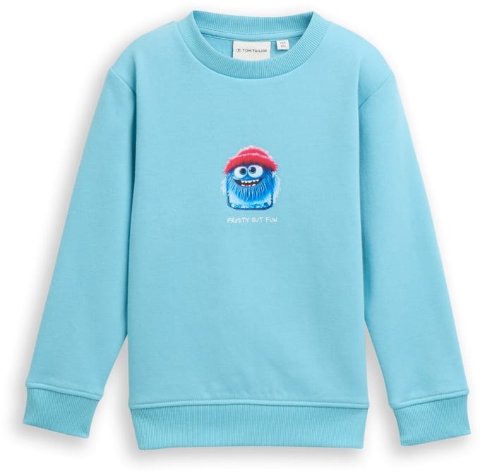 Tom Tailor - Basic sweatshirt met print - Maat 92/98 - elixir blue