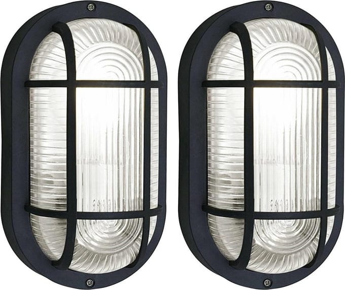 Benson Buitenlamp - 2x - ovaal - bulleye lamp - zwart - E27 - spatwaterdicht IP44