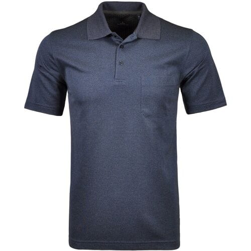 Ragman Polo Softknit Fine Jacquard Pattern Marine / male