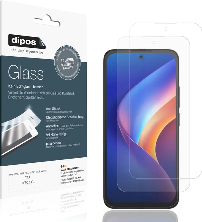 dipos – 2x Matte Pantserfolie geschikt voor TCL K70 5G | 9H Screenprotector