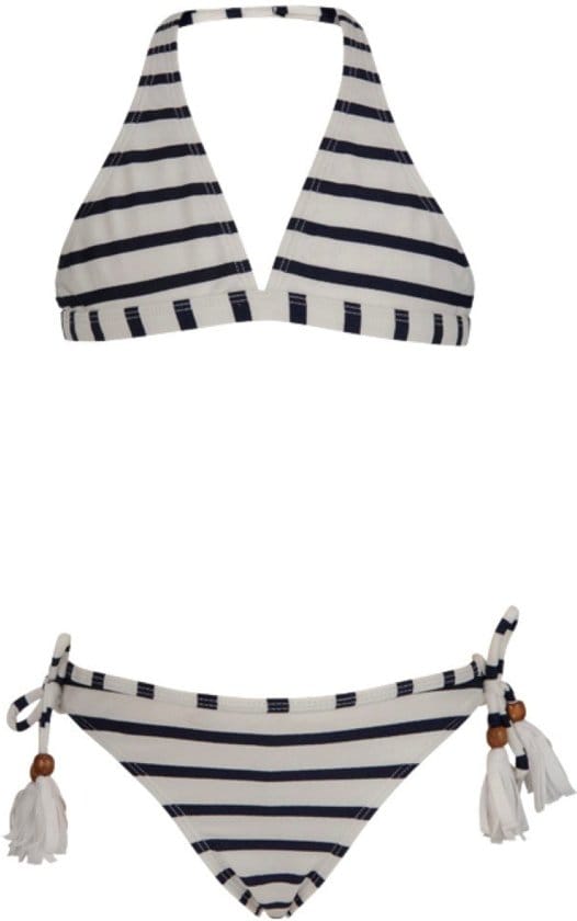 Snapper Rock UV werende Bikini Kinderen Streep - Maat 104-110 - Blauw/Wit