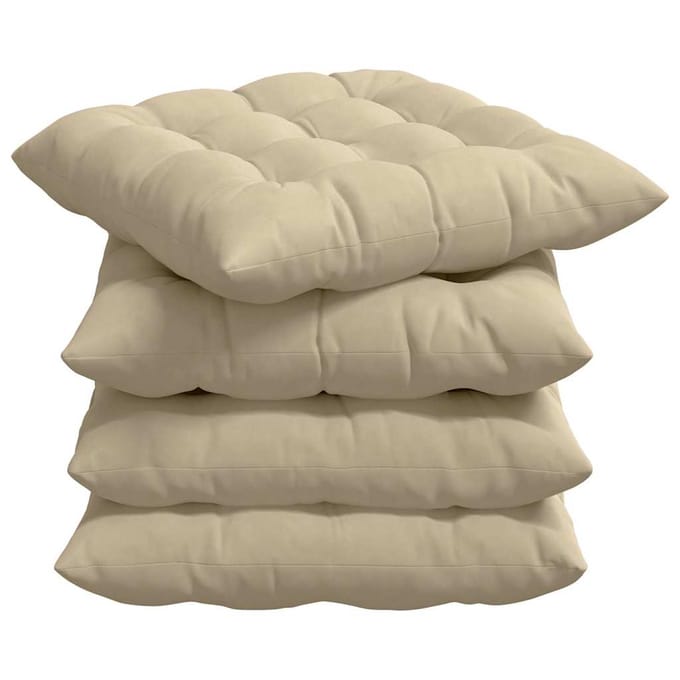 vidaXL - Zitkussens - 4 - st - Microvezel - Crèmekleurig - 40 - x - 40 - x - 6 - cm
