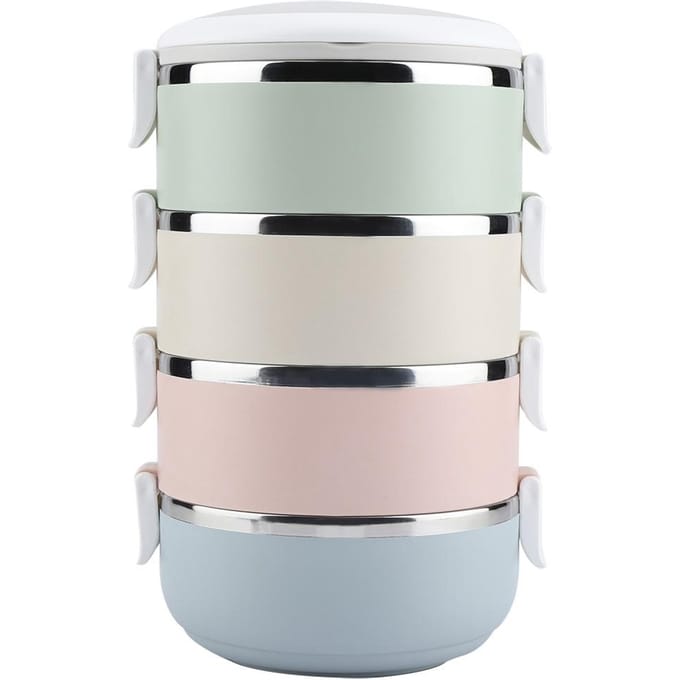 Draagbare roestvrijstalen lunchboxcontainer Bento Box-voedselcontainer (4 lagen 2800ml) gray