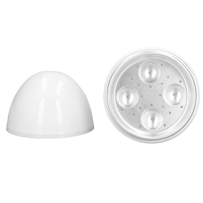 Cuiseur d'œufs durs Capacité 4 œufs Design compact Matériau ABS Forme d'œuf Fonction micro-ondes Œuf L white