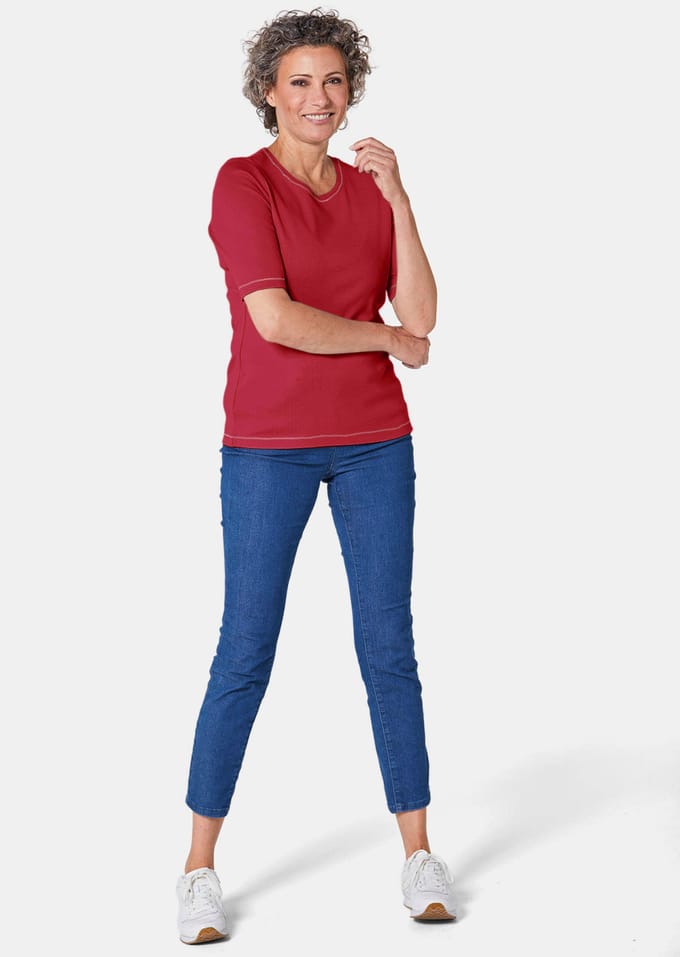 Basic shirt van puur katoen - rood - Gr. 48 van Goldner Fashion