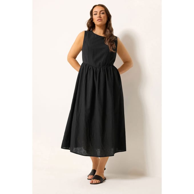 Yours Zwarte Linnen Midijurk Size 42
