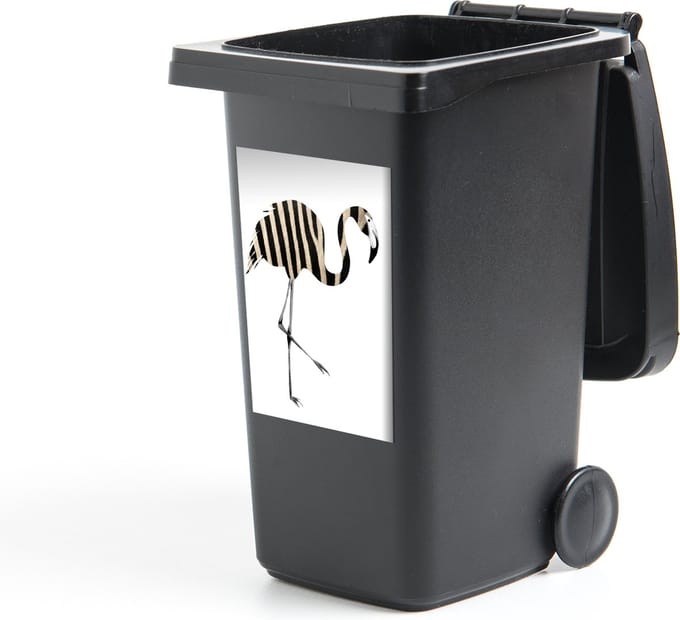 Container sticker Flamingo - Zebra - Zwart-Wit - 40x60 cm - Kliko sticker