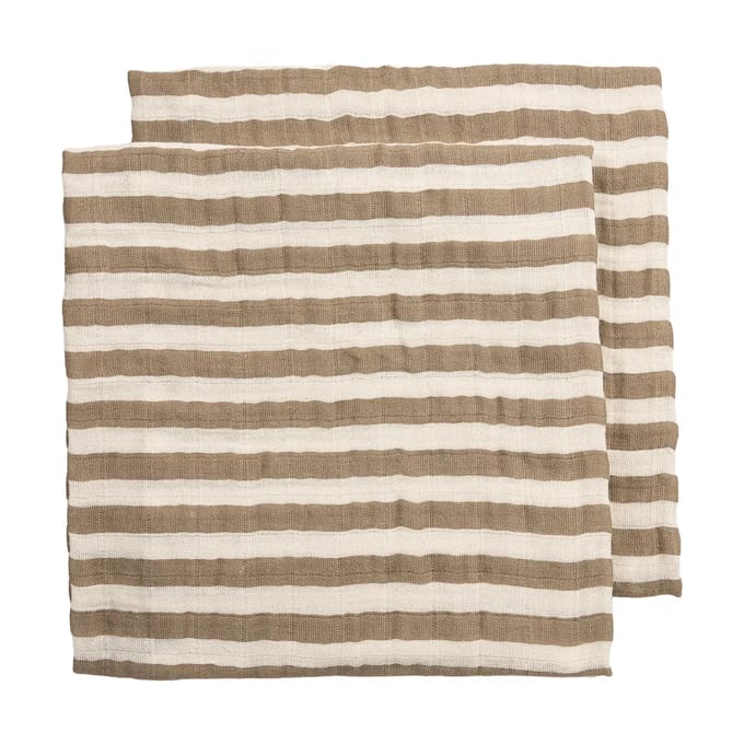 Meyco Baby Fat Stripe Swaddle - 2-pack - Pre-washed Hydrofiel - Taupe - 120x120cm
