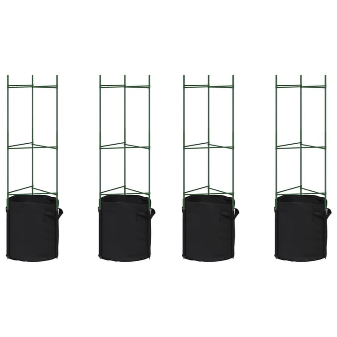 vidaXL - Tomatenkooien - met - plantenzak - 4 - st - 116 - cm - staal - en - polypropeen