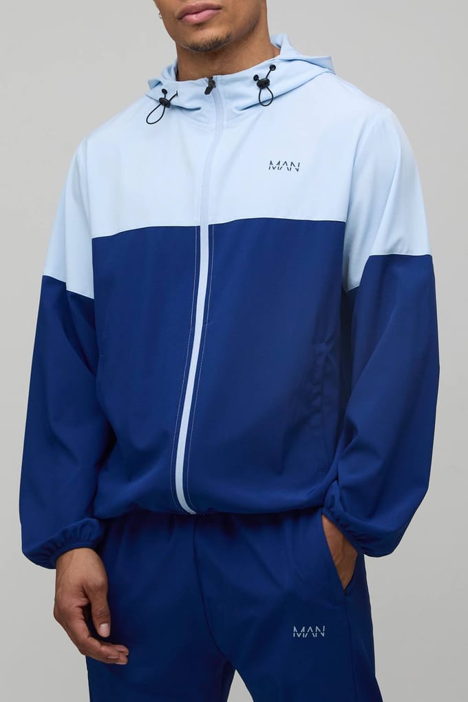 Regular Fit Heren Actief Kleurblok Windbreaker Trainingspak | Navy | Size Medium