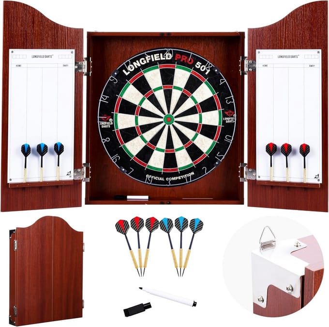 Dartbord Set met Kast - Compleet met 2 Sets Darts, Scoreborden en Stiften