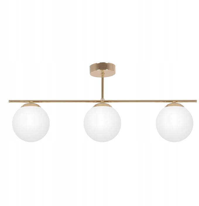 Gouden Plafondlamp met Witte Glazen Bollen - Stijlvol en Sfeervol