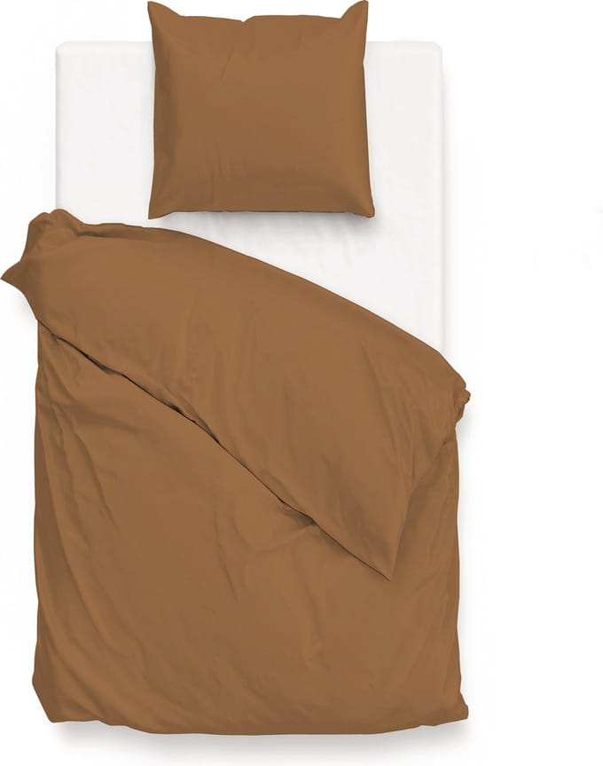 ZoHome Satinado Dekbedovertrek - Eenpersoons - 140x200/220 cm - Cognac Brown