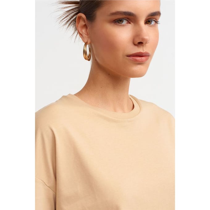 Dames Katoenen Crew Neck T-Shirt
