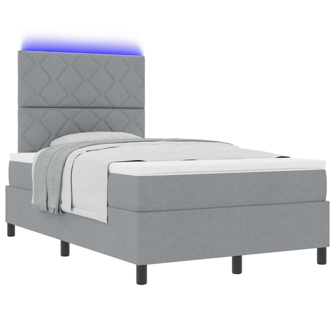 vidaXL - Boxspring - bed - met - hoofdeinde - Lichtgrijs - 120 - x - 190 - cm - Stof