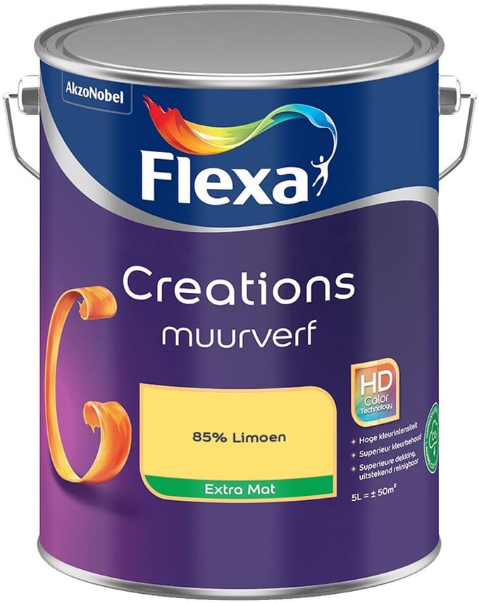 Flexa - Creations Muurverf Extra Mat - 85% Limoen - Mengverf - 5 L