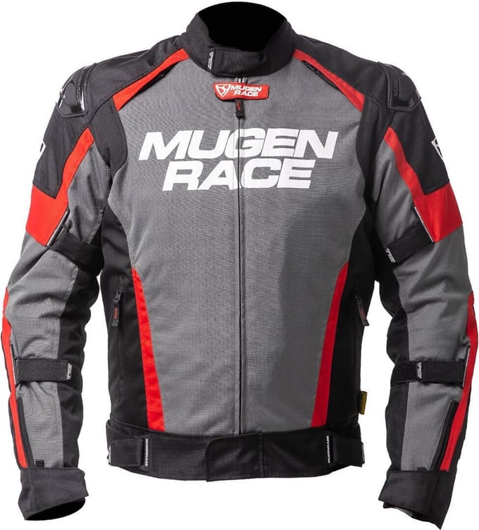 MUGENRACE Romano Donkergrijs Zwart Rode Waterdichte Textieljas - Jas