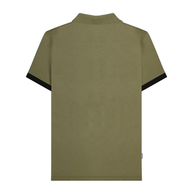 Lambretta Heren Vintage poloshirt met panelen (Kaki Groen)