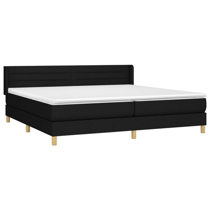 vidaXL - Boxspring - met - matras - stof - zwart - 200x200 - cm