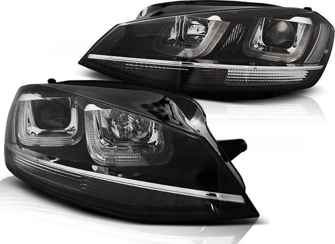 Koplampen dagrijlicht VW GOLF 7 11 12-17 U-TYPE ZWART WITH CHROOM LINE