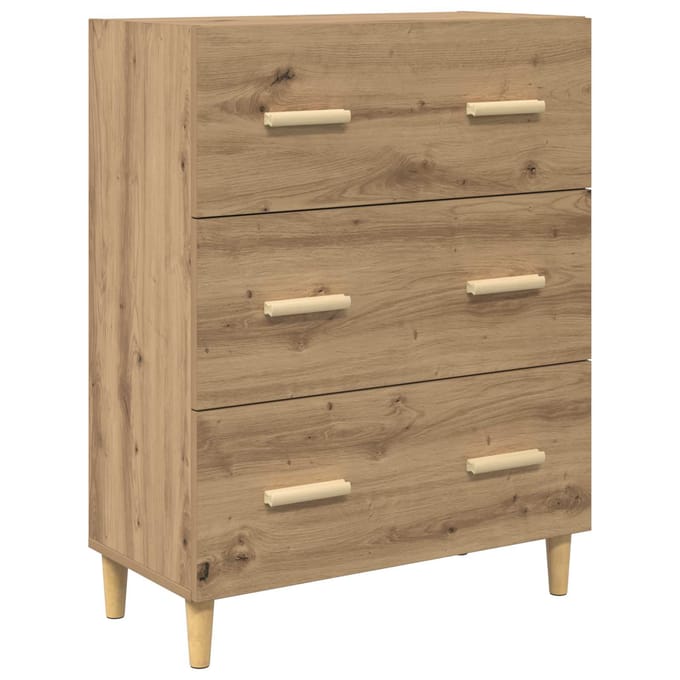 vidaXL - Dressoir - Artisan - Eiken - 69,5 - x - 34 - x - 90 - cm - Bewerkt - hout
