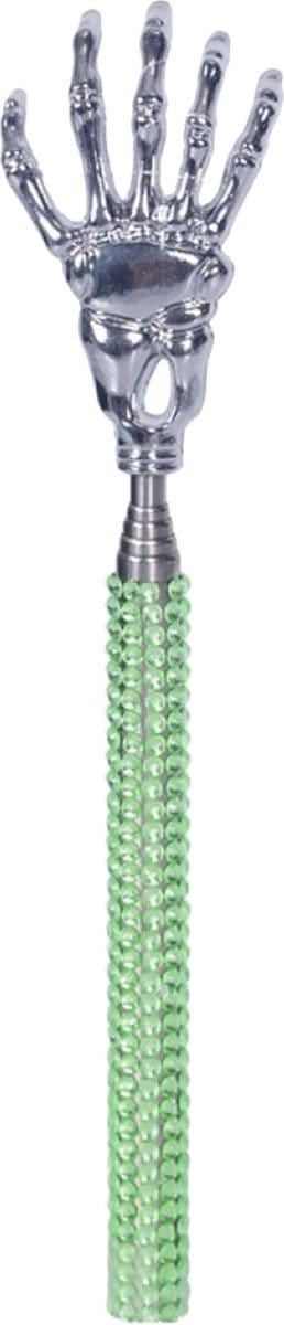 Concorde Rugkrabber - uitschuifbaar - groen - skelet handje - diamanten - massage krabber