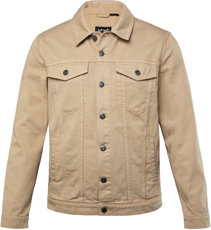 Men Plus - Heren - Jeansjack gekleurd denim borstzakken - Zand - Maat L