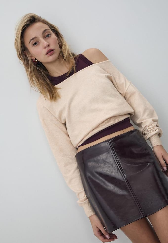 Stradivarius Asymmetrische trui  Steen M