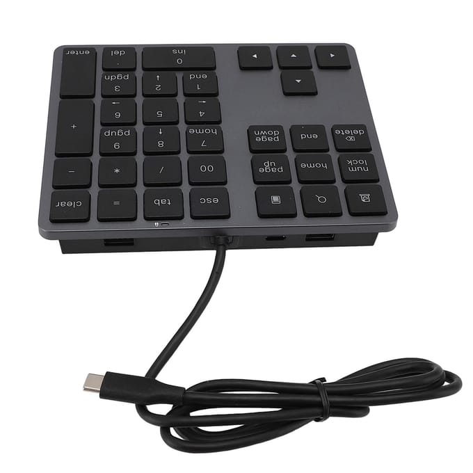 Bekabeld Numeriek Toetsenblok USB C 3.1 HUB 5Gbps 34 Toetsen Extern Toetsenbord Slank Bekabeld Numpad voor Laptop