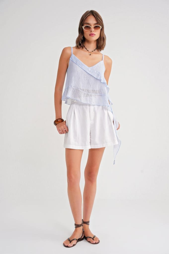 Rimpelige Textuur V-Hals Crop Top