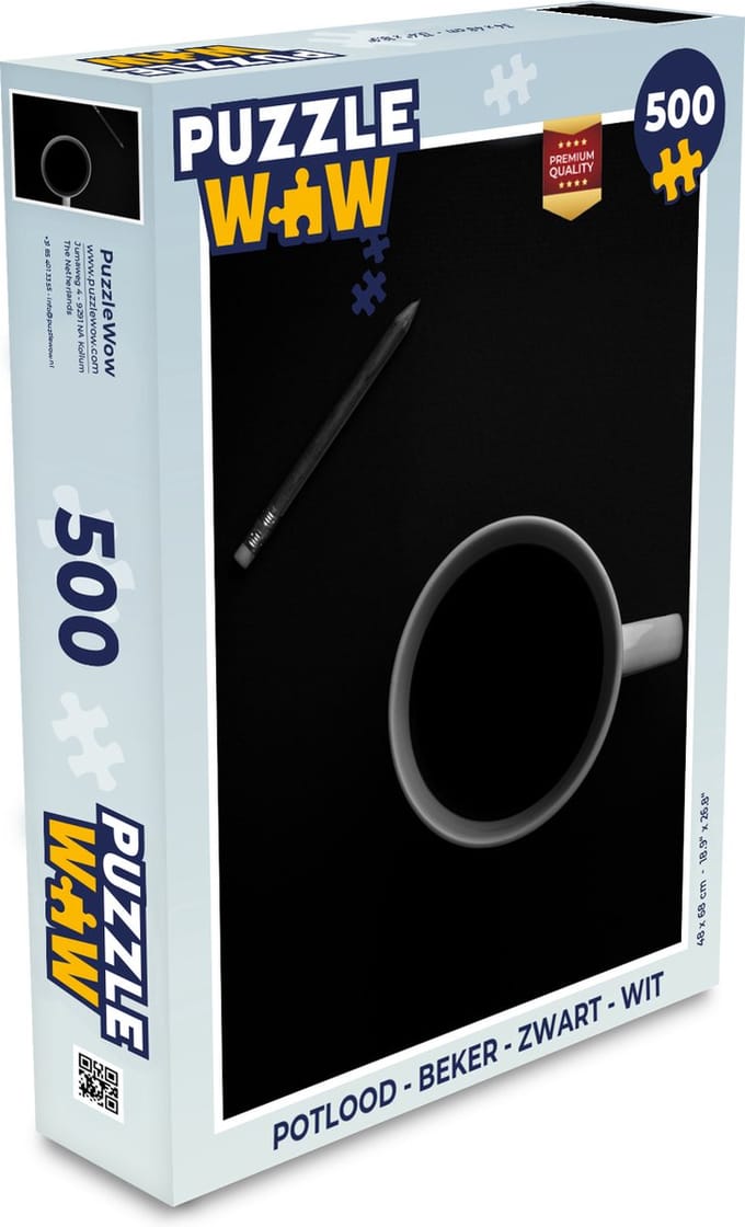 Puzzel Potlood - Beker - Zwart - Wit - Legpuzzel - Puzzel 500 stukjes