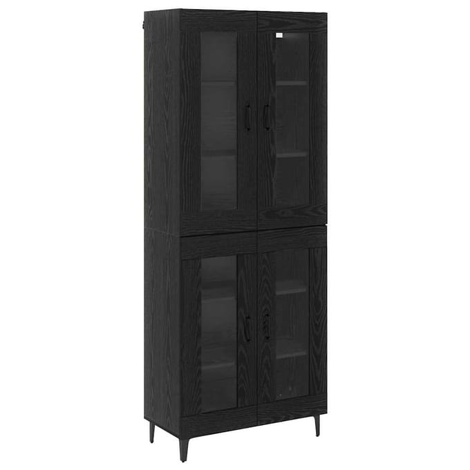 vidaXL Highboard Zwart Eiken 69,5 x 34 x 180 cm Bewerkt hout
