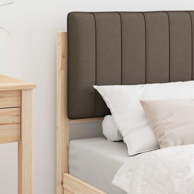vidaXL - Bedframe - met - Gevoerde - Hoofdbord - Taupe - 80 - x - 200 - cm