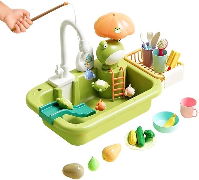 Watertafel met pomp - Waterspeelgoed peuters - Buiten spelen - Interactief watersysteem - 40 x 12 x 285 cm - Groen