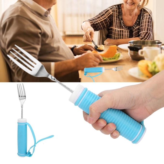 Aide à l'alimentation pour personnes âgées, accessoire anti-tremblement, vaisselle auxiliaire pour personnes handicapées(Fourchette ) white
