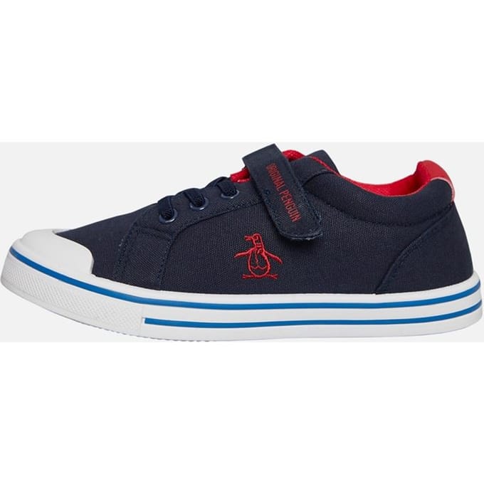 Penguin Junior Regenboog Canvas Navy/Rood Sneakers
