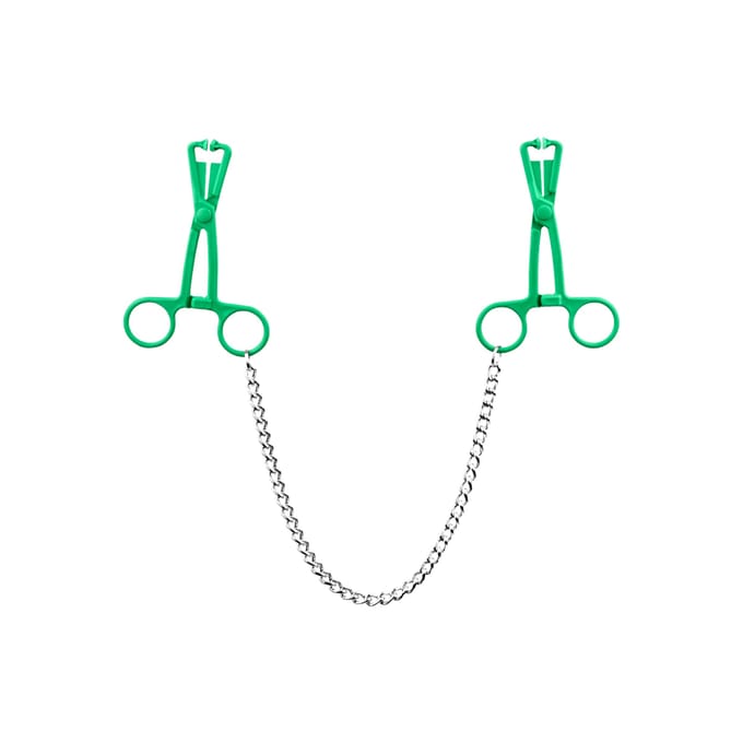 Rimba - Schaar Tepelklemmen Met Ketting - Groen