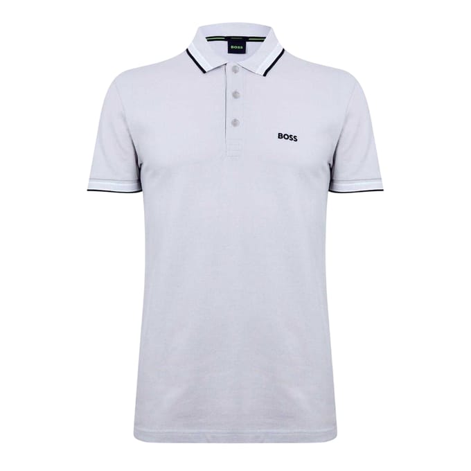 Boss Herenpoloshirt ‘Paddy’ met contrasterende boorden (Lichtgrijs)