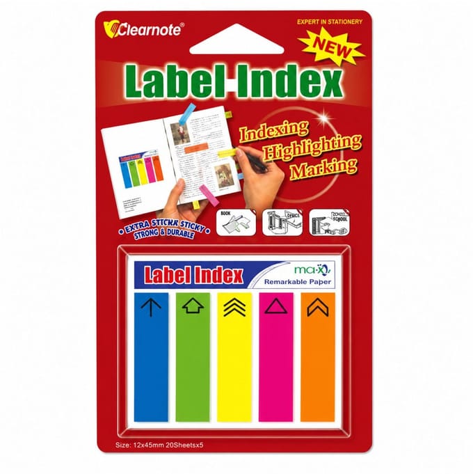 Stick'n Label Index - 45x12mm, 5x tabs bedrukt met tekens, 3 vellen, 75 index tabs